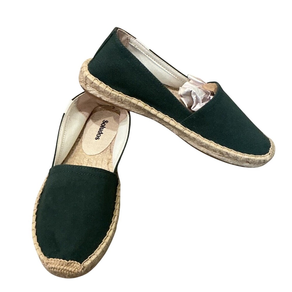 NEW Soludos Dali Original Espadrilles US 6 6.5 Forest Green Canvas Slip On Shoes
